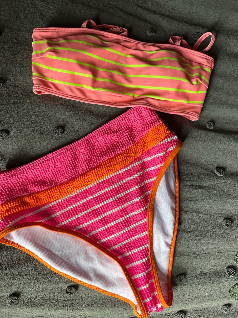 Pink Lily Neon Colorblock Bikini
